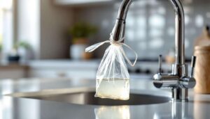 Gefrierbeutel-Trick am Wasserhahn: Kalk löst sich über Nacht von allein