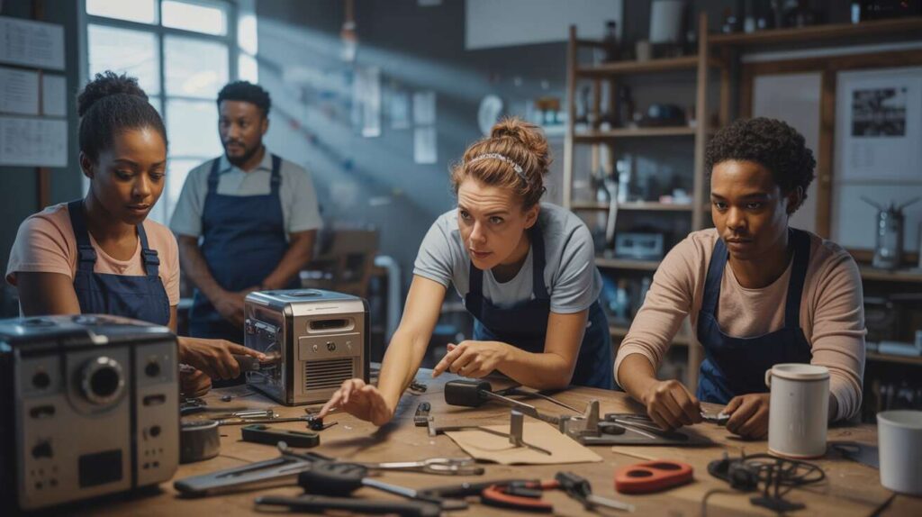 Ehrenamtler reparieren mit Engelsgeduld defekte Haushaltsgeräte