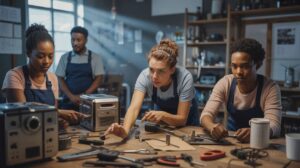 Ehrenamtler reparieren mit Engelsgeduld defekte Haushaltsgeräte